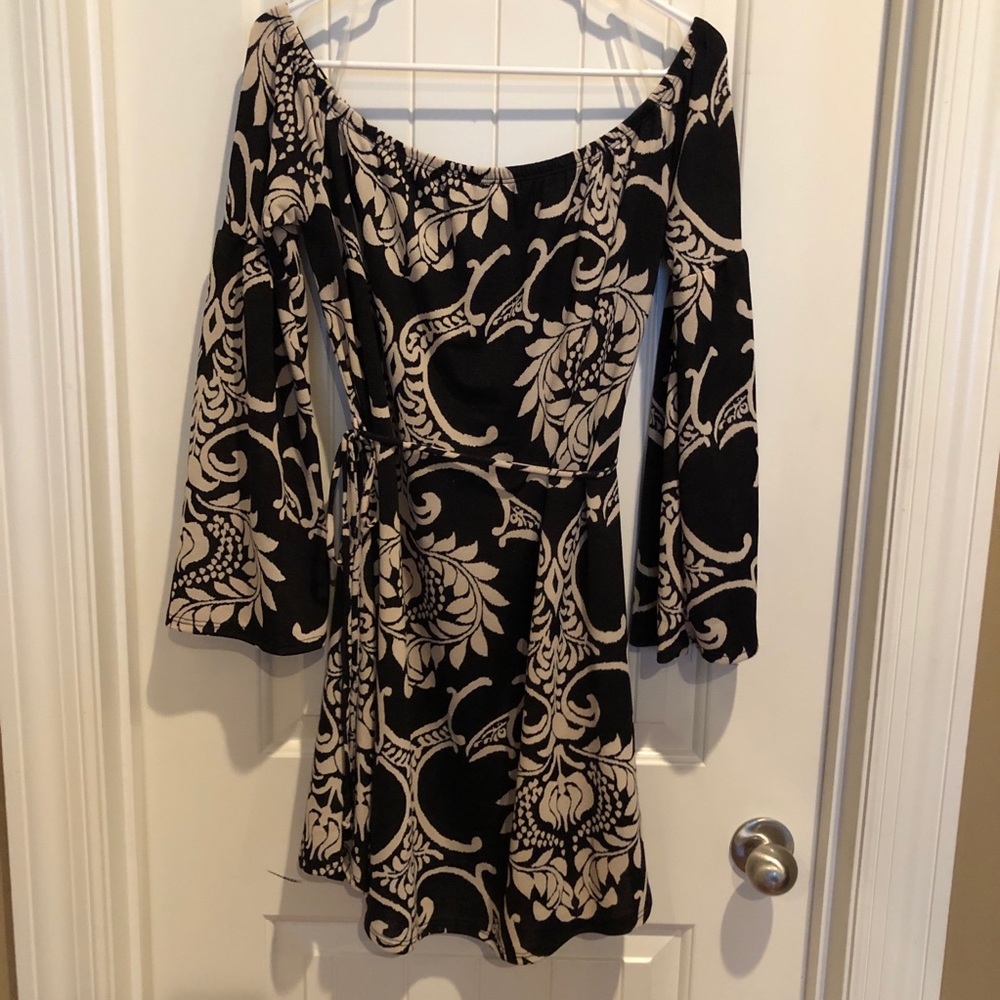 Off-the-shoulder little black dress